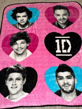 One Direction Fleece Throw Blanket Pink 1D 2014 Global 48x40 inches Rare